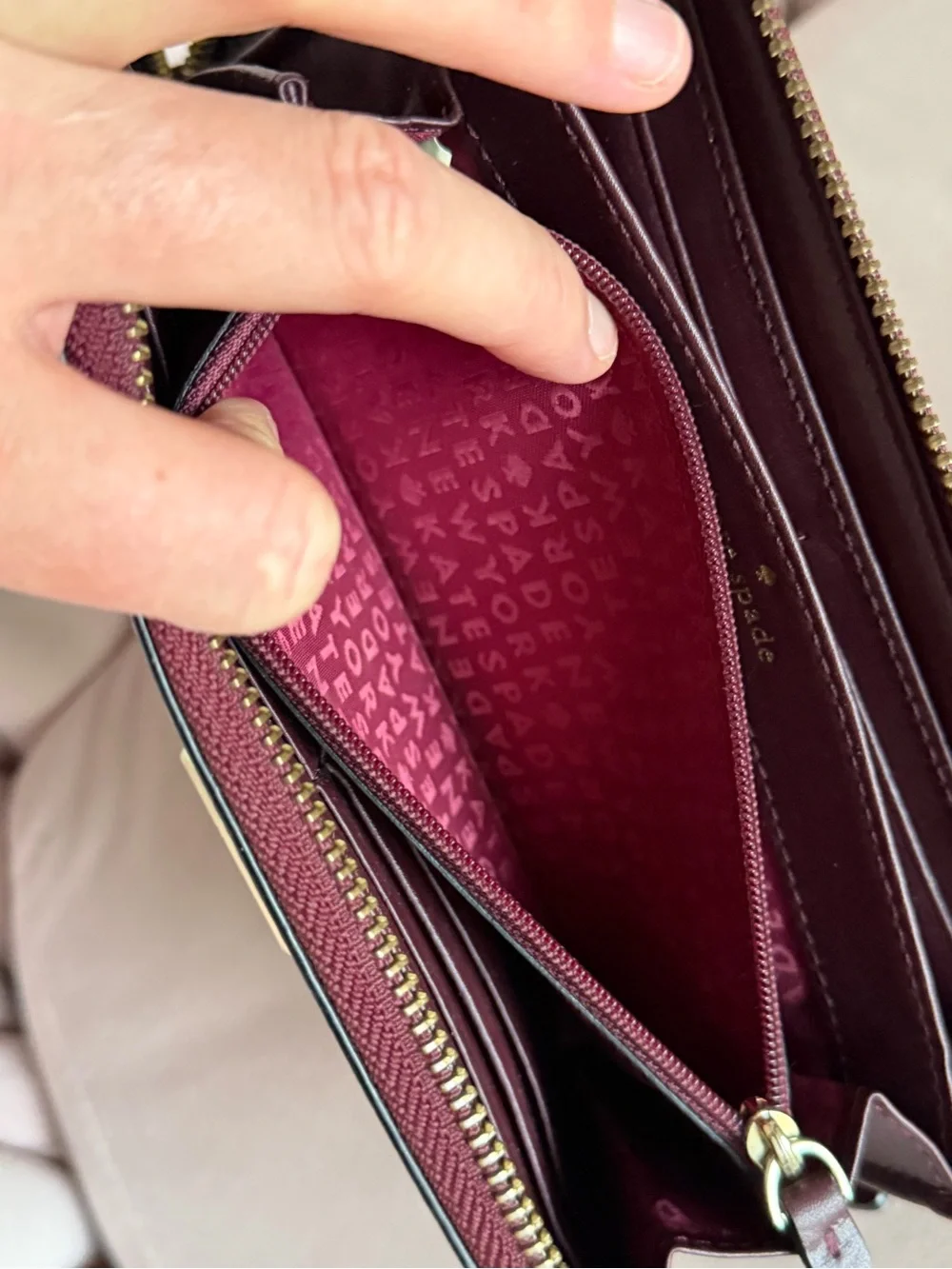 Kate Spade Bixby Place Neda Zip Around Wallet in Burgundy
